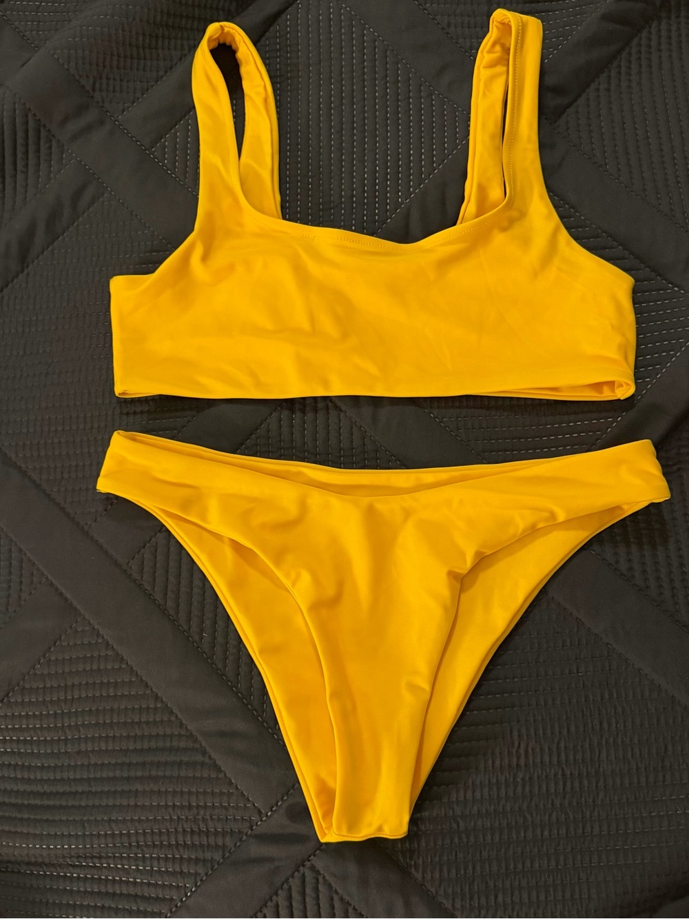 Yellow Scoop Neck Bikini Set - Women's Size S